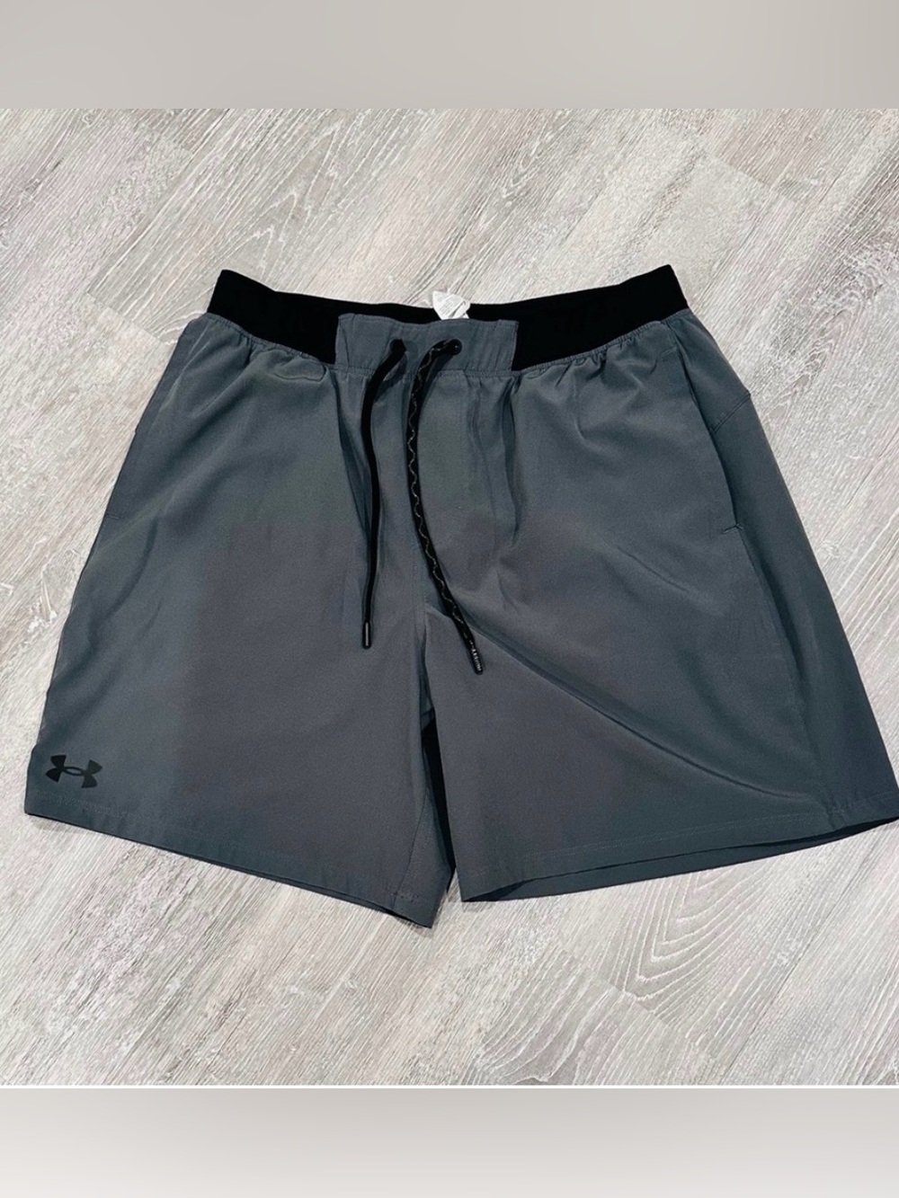 Under Armour Men's Gray Swim Trunks with Black Waistband